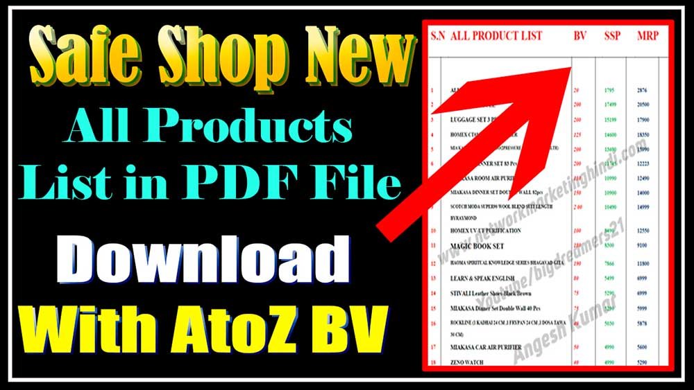 Safe Shop All New Product List with BV pdf File Download by Kritika Parate