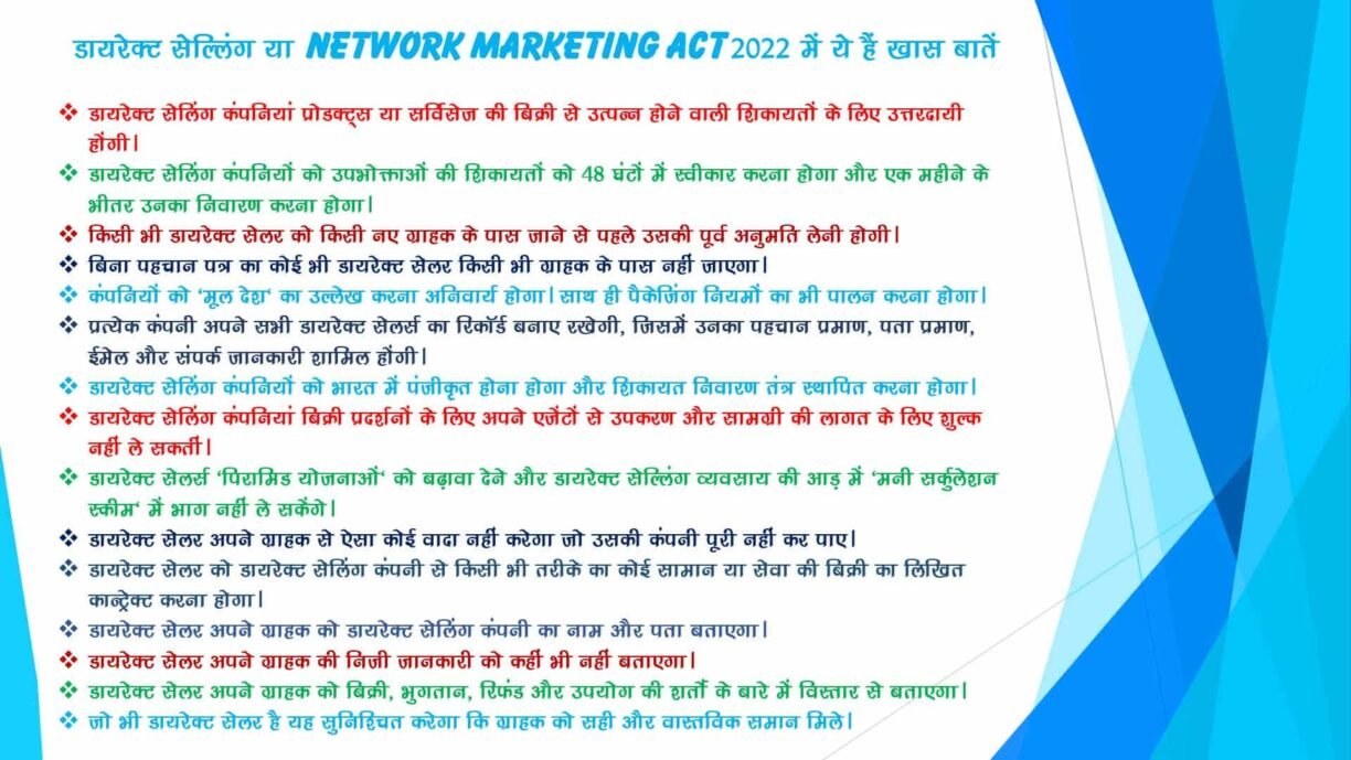 What are the special things in Direct Selling or Network Marketing Act 2022-min